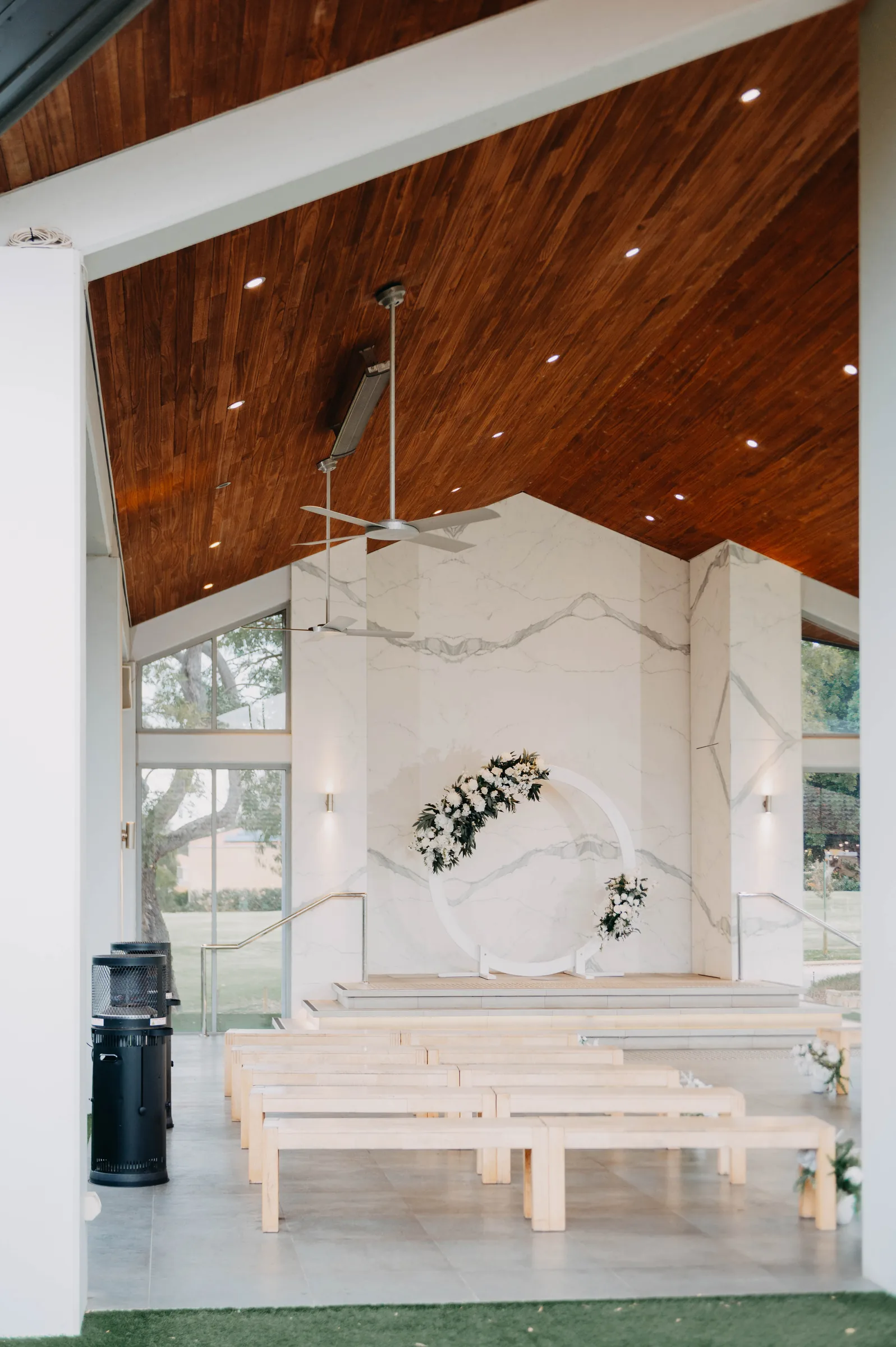 The Garden Pavilion at The Vines Resort set up for Kirra and Mitch's wedding ceremony
