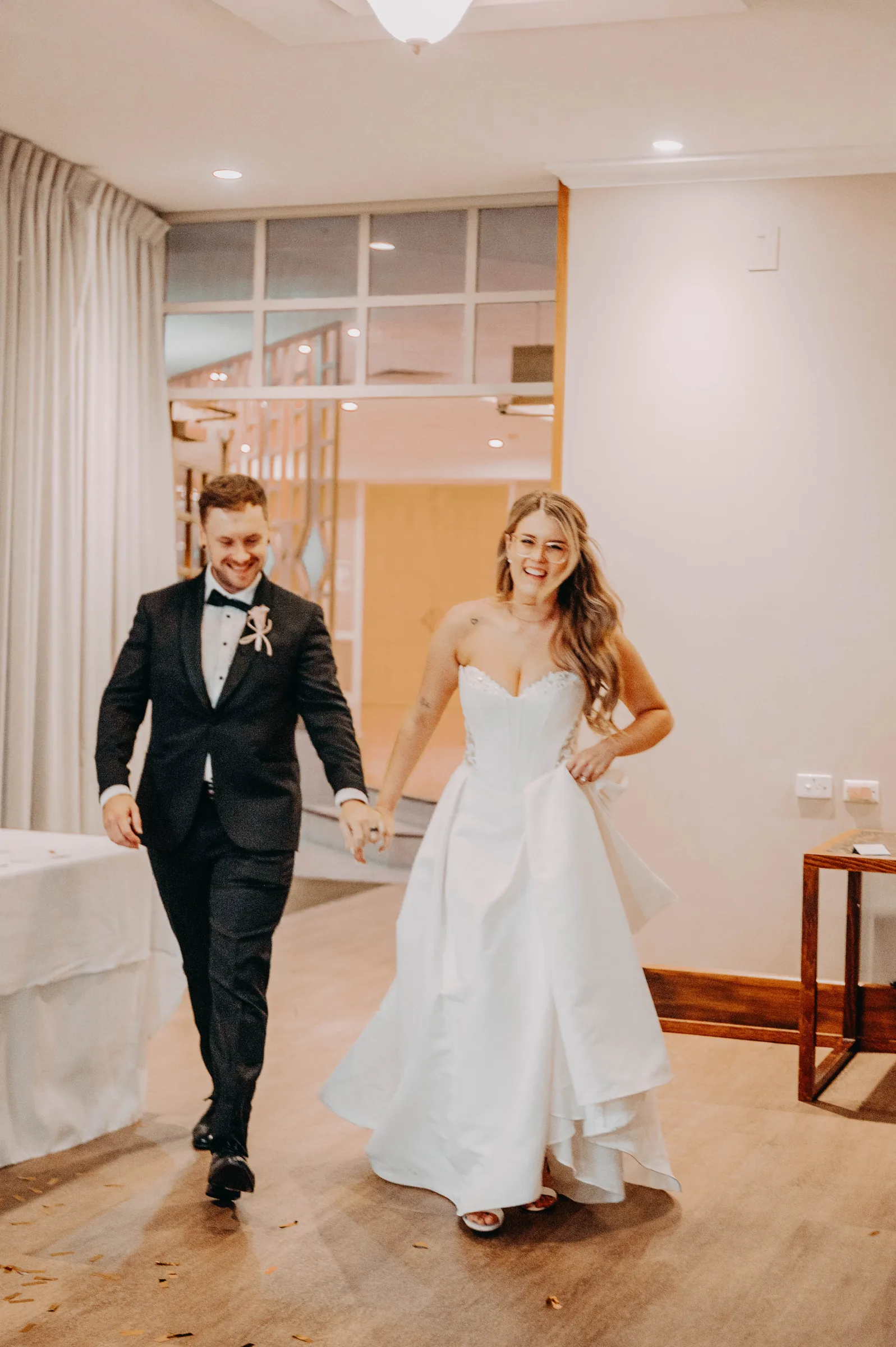 Kirra and Mitch's grand entrance to their wedding reception at The Vines Resort